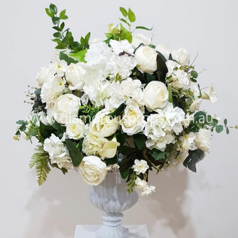 Round Floral Arrangement - White | Glamorous Props