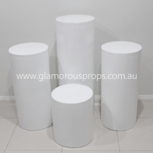White fiberglass round plinths