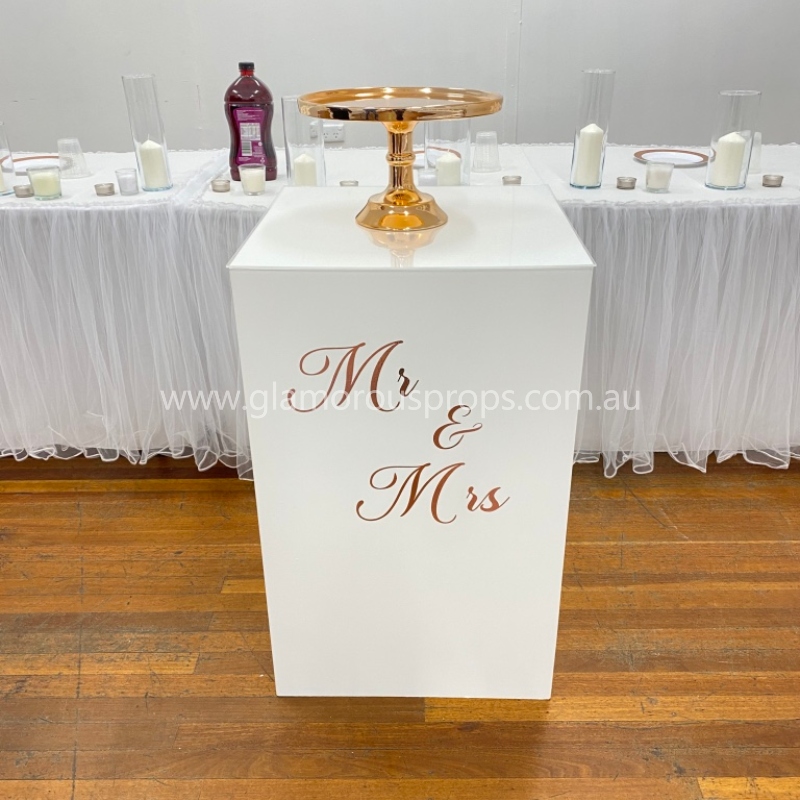 Round Cake Table – White Gold - NY Party Hire
